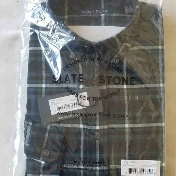 Slate and Stone Mens Small Plaid Button Down shirt - Picture 3 of 5